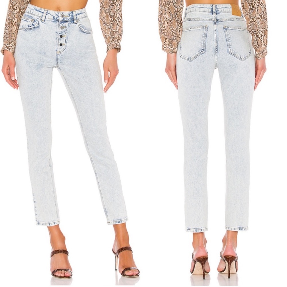 ANINE BING Frida Jean in Storm Light Acid Wash, Exposed Buttonfly